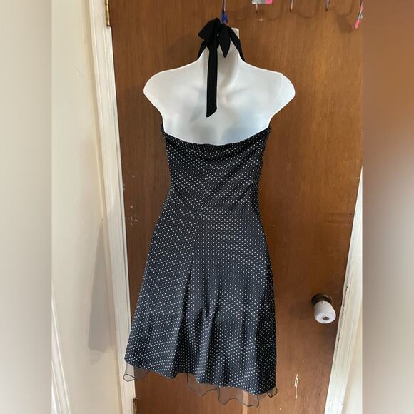 Y2k Black and White Polka Dot Halter Dress - Picture 5 of 7